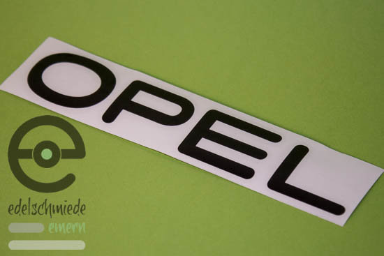 Aufkleber / Dekor / Schriftzug 'Opel' Kadett C, schwarz glänzend